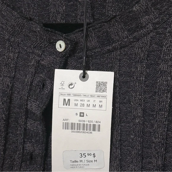 Zara Ribbed Cropped Cardigan | NWT | Size M - Picture 3 of 9